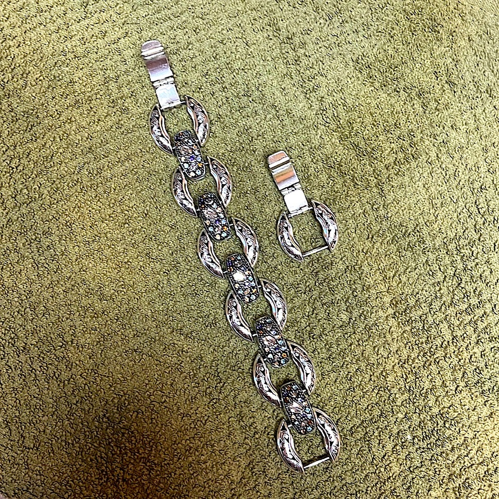 Brighton Chunky Silver plated gemstone link bracelet
